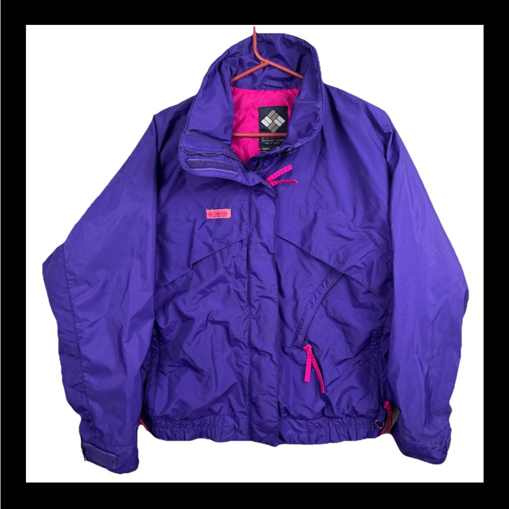 Vintage Columbia Jacket Women’s Large Whirlibird Radial Sleeve Pink Purple 90s